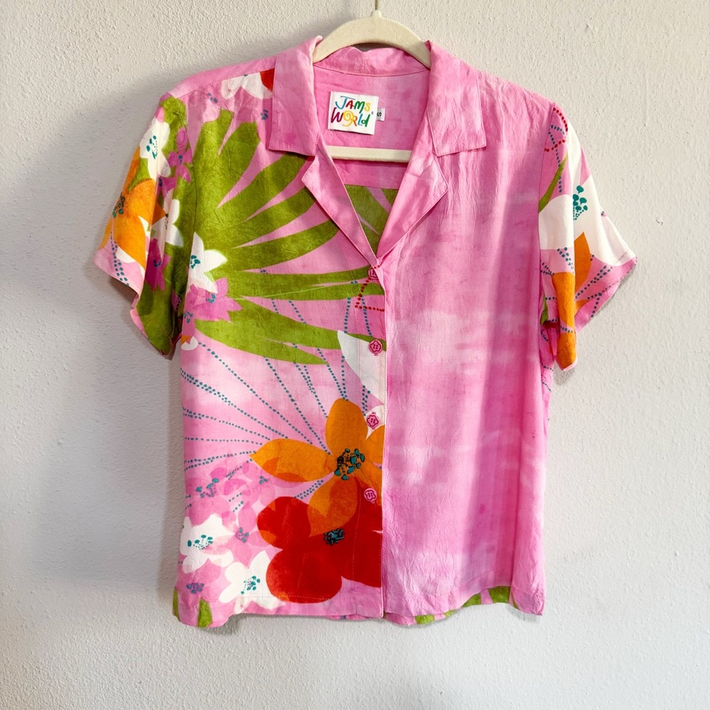 Jams World Sweet Pink Floral Shirt Short Sleeve SM